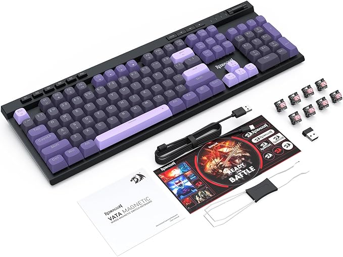 Redragon K580 HE Rapid Trigger Gaming Keyboard, 100% 104 Keys Wired Mechanical Keyboard w/Hyper-Fast Actuation, 8K Hall Effect Magnetic Switch, Dedicated Media Controls, Onboard Macro Recording