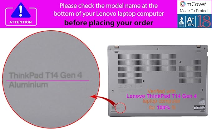 mCover Hard Case ONLY Compatible for 2023-2024 14" Lenovo ThinkPad T14 Gen 3 / Gen 4 Windows Notebook PC (with 180° Hinge, NOT Fitting Any Other Lenovo Models) - Blue