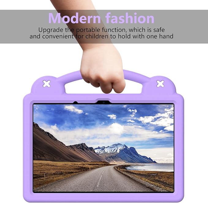 AKABEILA Compatible with Xiaomi Redmi Pad 2 2025 11 inch Tablet Case, Kids Friendly Universal Lightweight Shockproof Protective Case with Shoulder Strap & Stand Handle Light Purple
