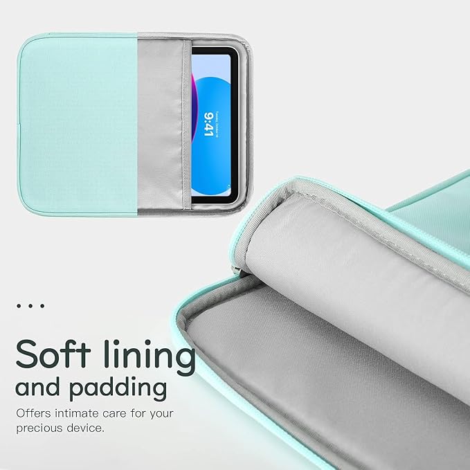 Dadanism 9-11 Inch Tablet Sleeve Bag Carrying Case for iPad 10.2 2021-2019, iPad Pro 11 2022-2018, iPad Air 5th/4th 10.9, iPad 10th Gen 10.9 2022, Galaxy Tab A8 S8 S6 Lite, Mint Green