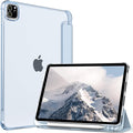 Kenke New iPad Pro 11 Inch Case 4th/3rd/2nd/1st Generation 2022/2021/2020/2018 Support 2nd Pencil Charge with Built-in Left Side Pencil Holder, Hard Frosted Back Cover & Colored Edge (Light Blue)