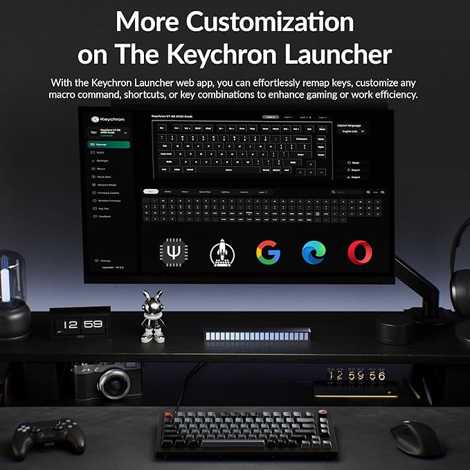 Keychron V1 8K Custom Mechanical Keyboard, 75% Wired Layout, Ultra-Low Latency 8000Hz, QMK Programmable, Hot-Swappable Red Switches, RGB, for Gamers and Typists, Compatible with Mac/Windows/Linux