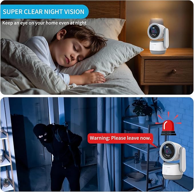 Indoor PTZ Camera with Privacy Mode, 2K 3MP Pan/Tilt Security Camera for Home, 32GB TF Card Included, No Subscription, Dual-Band 5G/2.4G WiFi, AI Motion Detection, Night Vision, 2-Way Audio,Siren