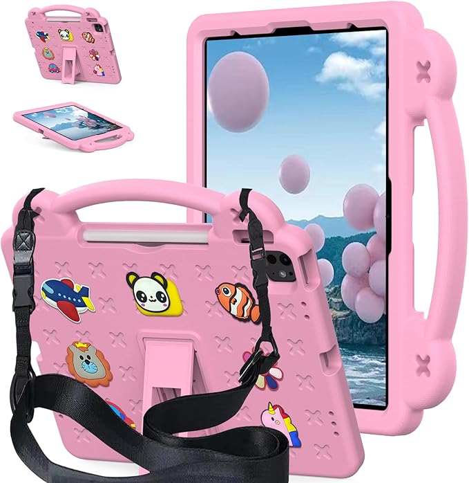 YRH Kids Case for iPad Air 13-in. M4/M3/M2 (2026/2025/2024), for iPad Pro 13-in. M5/M4 (2026/2024), for iPad Pro 12.9-in., Pink