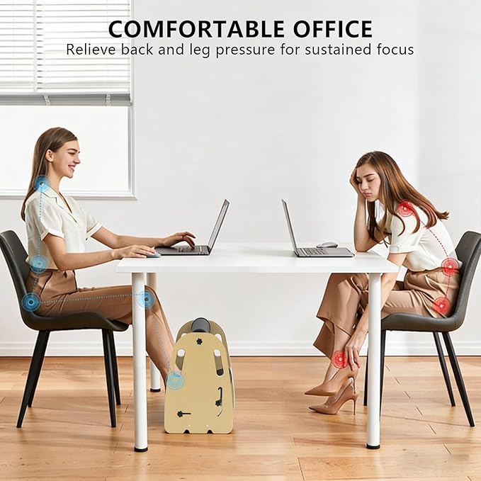 Double Layer Wooden Foot Stool for Under Desk, Foam Roller Top + Cushioned Bottom with Replaceable Massage Pad, Ergonomic Design, Suitable for Office, Home, Gaming, All Seasons Use (Green)