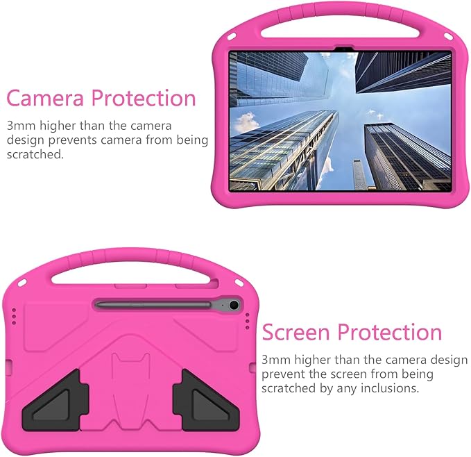 Kids Case for Samsung Galaxy Tab S10 FE+ (Plus) 13.1" 2025, Techcircle Light Weight Shock Proof EVA Foam Handle Rugged Stand Protective Cover, Rose