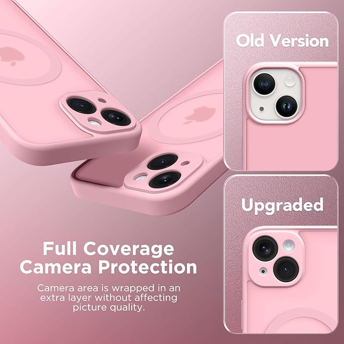 CAPRARO Magnetic for iPhone 14 Case, [Compatible with MagSafe] [Full Camera Protection] Shockproof Protective Slim Translucent Matte Phone Case for iPhone 14 6.1'', Peach Pink