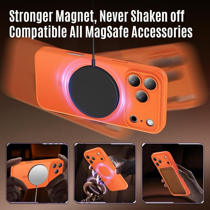 Symcele Designed for iPhone 17 Pro Case, Compatible with MagSafe, [Camera Protection] [15FT Military Drop Protection] Shockproof Translucent Matte Anti-Slip Phone Case, 6.3", Cosmic Orange