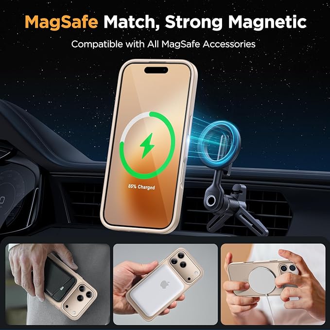 Miracase for iPhone 17 Pro Max Case with Screen Protector [Compatible with MagSafe] Slim Thin Phone Case Military-Grade Protected for 17 ProMax Cover Bumper 6.9", Khaki Gold