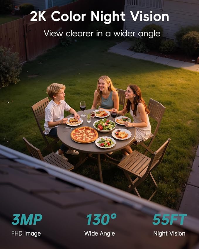 ZUMIMALL Solar Security Cameras Wireless Outdoor - 2 Packs, 2K Camera for Home Security, Front Door, Yard & Driveway, Color Night Vision, 2.4GHz WiFi, 2-Way Talk, Spotlight & Siren, IP66/Alexa/Cloud