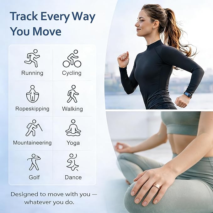 Smart Ring Health & Fitness Tracker for Men & Women, Heart Rate, SPO₂, Sleep & Activity Monitoring, IP68 Waterproof, Long Battery Life, Family Care Mode, No Subscription Fee (Rose Gold, 11)