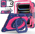 Case for iPad Pro 13 Inch M5 2025/ M4 2024, Ubearkk for iPad Pro 13 Inch case with Screen Protector, 360 Degree Rotating Stand Shoulder Strap Pencil Holder,Military Grade Shockproof, Navy Pink