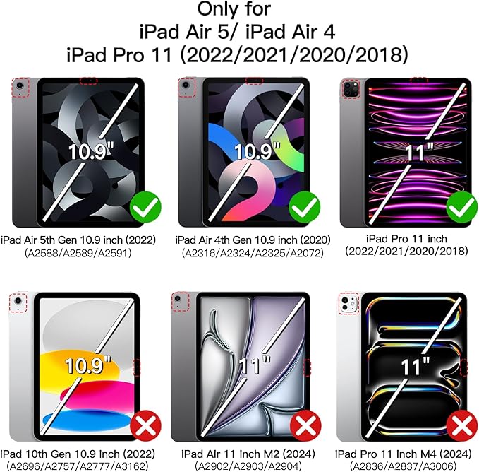 JETech Kids Case for iPad Pro 11 Inch (2022/2021/2020/2018 Model), iPad Air 5/4 (10.9-Inch) with Built-in Screen Protector, Shockproof Full-Body Handle Stand Tablet Protective Cover (Deep Purple)