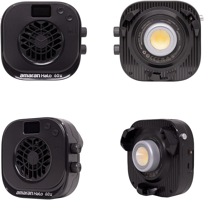 Amaran Halo 60x 63W Bi-Color COB Monolight – 3,270 Lux, CRI 96+, CCT 2,700K - 6,500K, 28dBA Quiet,Dual AC/USB-C Power, App Control, Bowens Mount Continuous Light for Studio/Streaming/Location Shooting
