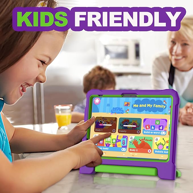 YIHE Kids Case for iPad (A16) 11th Generation 11 Inch 2025 & iPad 10th Generation 10.9 inch 2022, with Built-in Screen Protector and Handle Stand, Full Body Shockproof Protective Cover, PurpleGreen