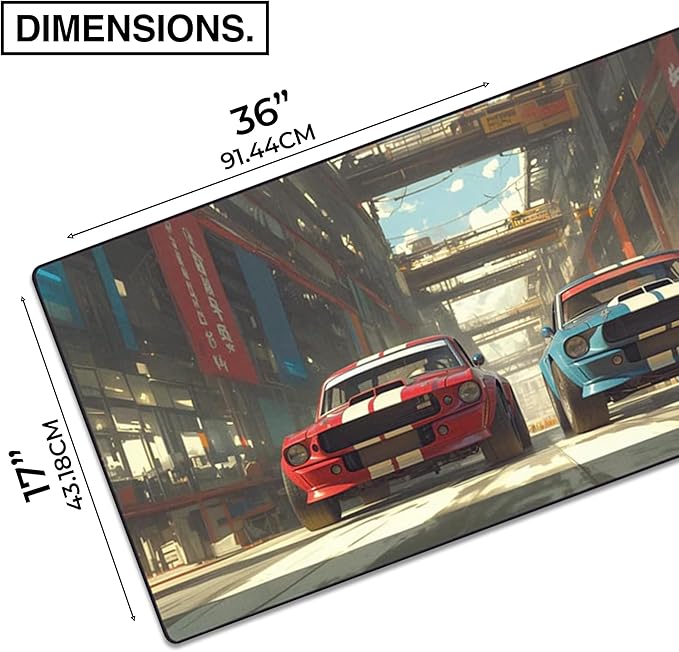 MPCO. Original Large Gaming Desk Mat – 36" x 17" Aeroglyde Manga Motors Megumis-Mustangs Full Desk Mouse Pad for Smooth Precision – Non-Slip, Washable Extra-Large PC Mouse Pad for Gaming Sessions