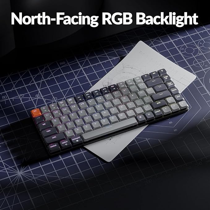 Keychron K3 QMK Ultra-Slim Wireless Mechanical Keyboard Version 3, 75% Layout Hot Swappable Red Switch, RGB Backlight Rechargeable Wired Bluetooth Professional Office Keyboard for Mac/Windows