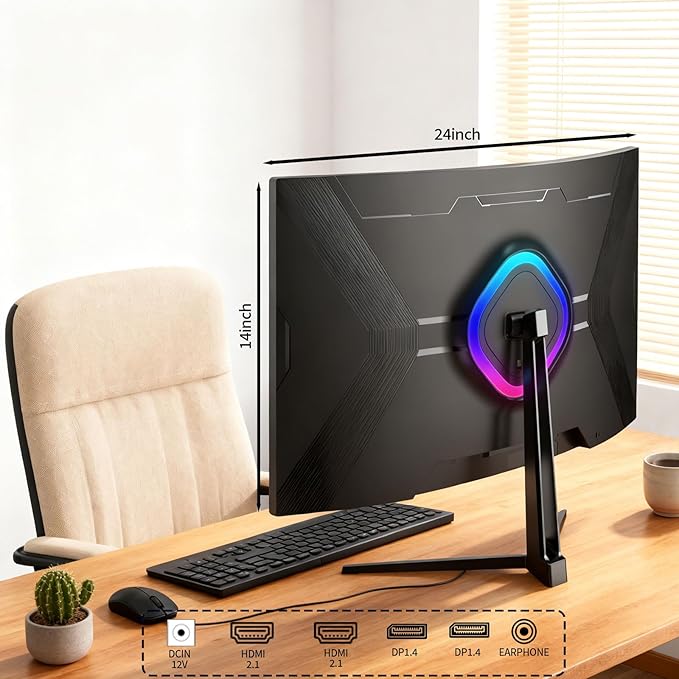 ZZA 27 Inch 4K Gaming Monitor,UHD(3840x2160) 4K 144Hz Flat Monitor, Adaptive Sync,HDMI 2.1 & DP 1.4,Tilt Adjustment PC Monitor, Wall Mountable, for Work, Streaming, and Home Office, Black