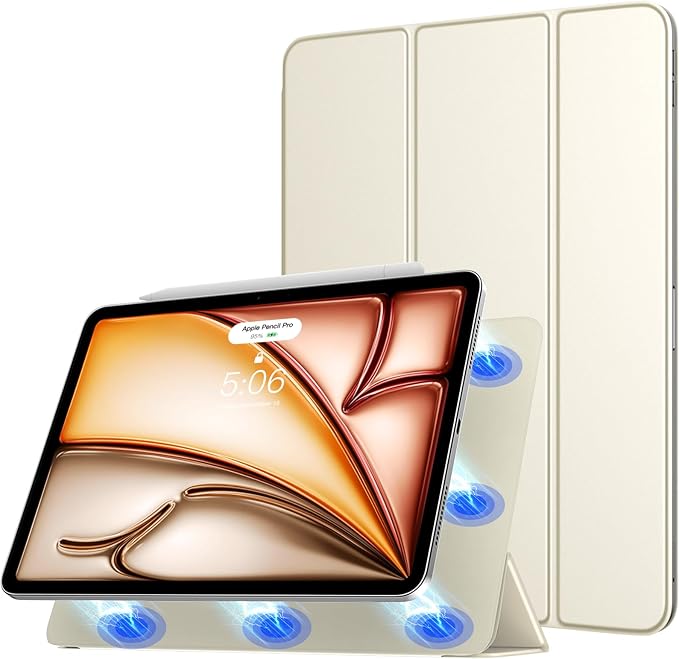 TiMOVO Magnetic Case for iPad Air 11 Inch (M4/M3/M2-2026/2025/2024), iPad Air 5th/4th Generation Case (2022/2020) 10.9 Inch, Smart Folio Magnetic Trifold Stand Cover, Auto Wake/Sleep, Champagne Gold