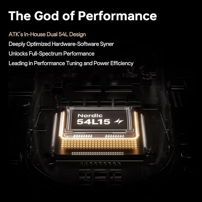 ATK Dragonfly A9 Air Wireless Gaming Mouse, 47g Lightweight, PAW3950 Ultra Sensor, Nordic 54L15 MCU, 8K Polling, 300 Hr Battery Life, Dual-Mode 2.4G/Wired