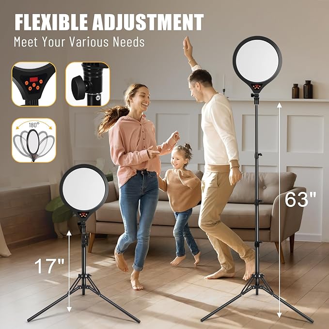 Ring Light with Stand, 14" Professional Ring Light Tripod for iPhone, Adjustable Height for Video Recording Photography Live Streaming Content Creation TikTok YouTube, Black