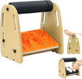 Double Layer Wooden Foot Stool for Under Desk, Foam Roller Top + Cushioned Bottom with Replaceable Massage Pad, Ergonomic Design, Suitable for Office, Home, Gaming, All Seasons Use(Orange)