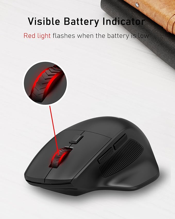 Redragon Big Wireless Mouse for Medium to Large Hands, 2.4GHz Ergonomic Computer Mouse, 6 Buttons, 4000 DPI, Full Sized USB Optical Mouse for Laptop, PC, Chromebook
