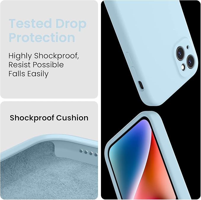 FireNova Designed for iPhone 13 Case, Silicone Upgraded [Camera Protection] Phone Case, Soft Anti-Scratch Microfiber Lining Inside, 6.1 inch, Sky Blue