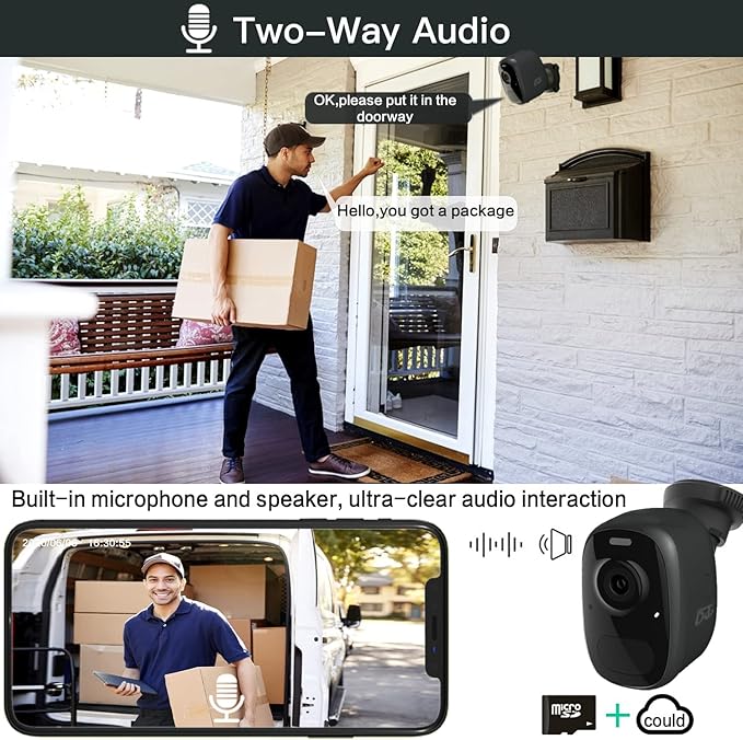 DCT Outdoor Cameras Wireless Magnetic: Battery Powered WiFi Camera for Home Security Outside Color Night Vision House Cameras Motion Detection SD/Cloud Storage Waterproof