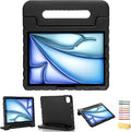 Kids Case for iPad Pro 11 inch M5/M4 (2025/2024) with Pencil Holder/Convertible Handle Stand Shockproof Slim Lightweight Cute Soft EVA Heavy Duty Rugged Kickstand Cover for Children, Black