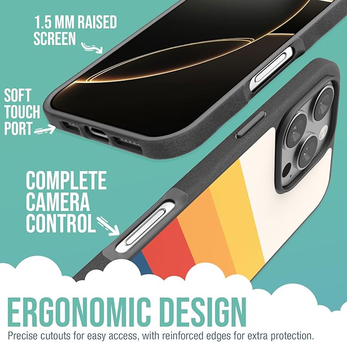 Smartish® iPhone 16 Pro Max Magnetic Case - Gripmunk Compatible with MagSafe [Lightweight + Protective] Slim & Thin Grip Cover with Microfiber Lining for Apple iPhone 16 Pro Max - Striped Up