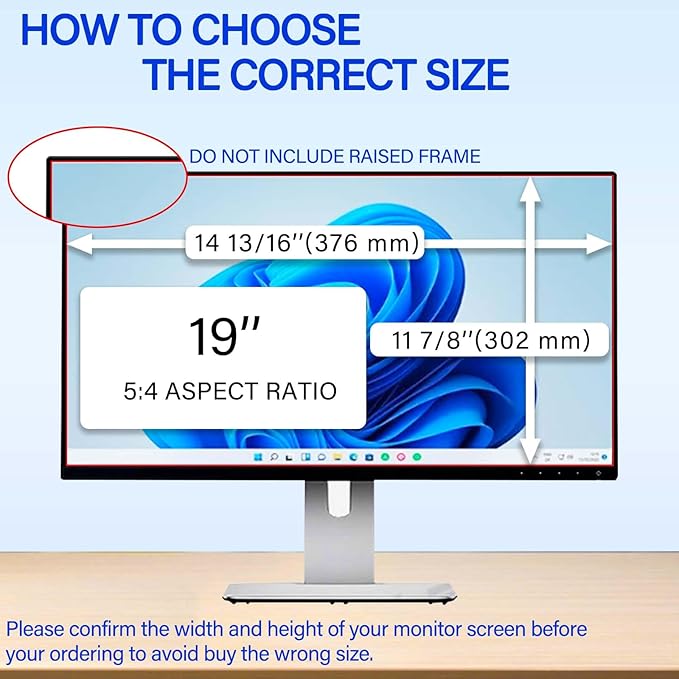 19 Inch Privacy Screen for Monitor with 5:4 Widescreen Monitor Blue Light Screen Protector - Anti-Glare - Anti-Scratch Protector Film for Data Confidentiality Privacy Shield [2 Pack]