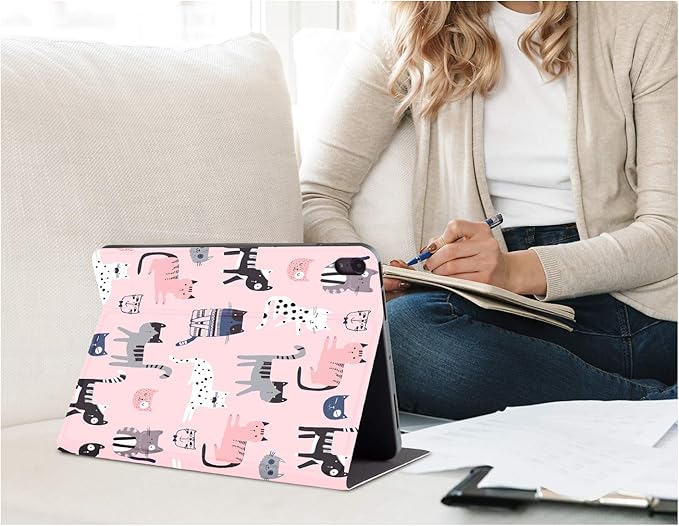 Case for iPad Air 11 Inch (M3/M2) 2025/2024, Case for iPad Air 5th/4th Generation 10.9 Inch, case for ipad air 11-inch Women Girls Multi-Angle Adjustable Stand Shockproof Auto Wake/Sleep, Pink Cat