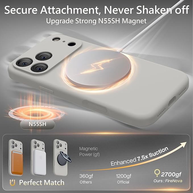 FireNova Magnetic for iPhone 17 Pro Case, Compatible with MagSafe, [Integrated Silicone Camera Control Button] [Camera Protection] Anti-Scratch Microfiber Lining Phone Case, 6.3", Natural Titanium