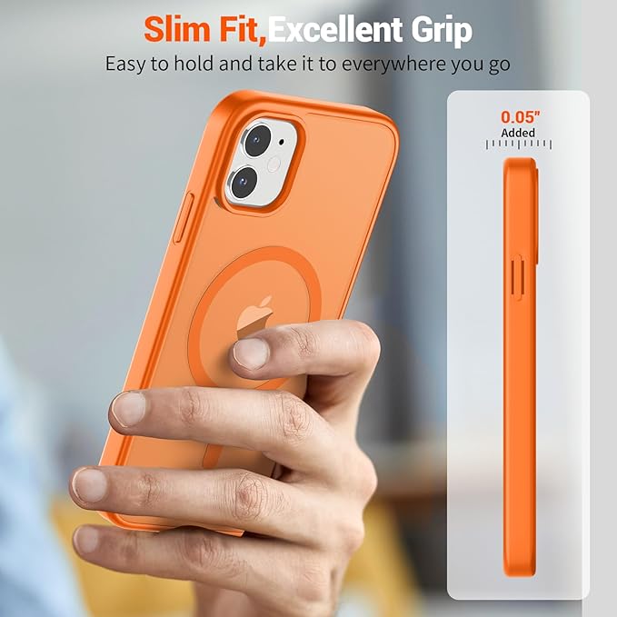 SUPFINE Magnetic for iPhone 11 Phone Case (Compatible with MagSafe) (Military Grade Drop Protection) Translucent Matte Shockproof Phone Cover,Starry Orange