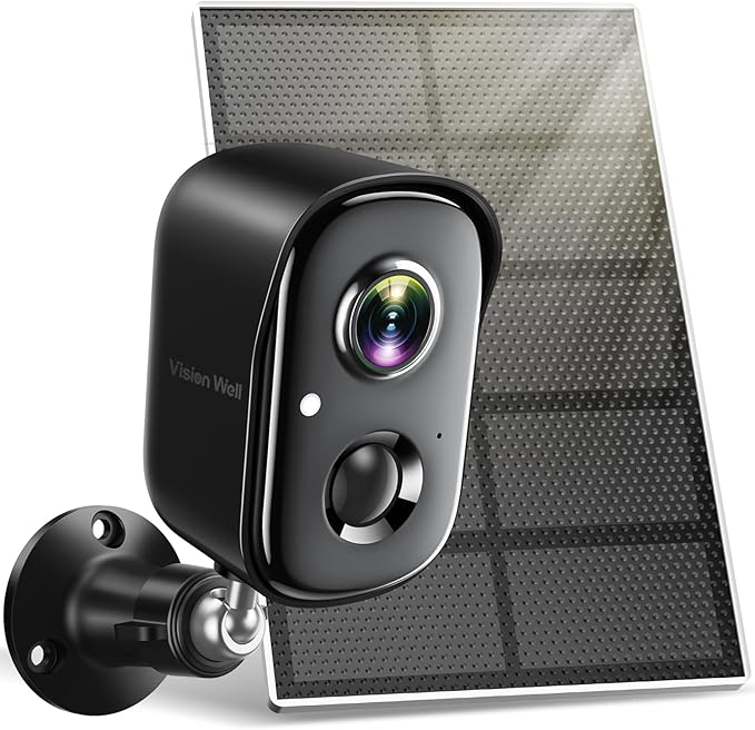 Security Cameras Wireless Outdoor, 2K Solar Cameras for Home Security, WiFi Cameras Battery Powered, AI Motion Detection, Color Night Vision, 2-Way Talk, Spotlight Siren Alarm-Black Grey Solar Camera