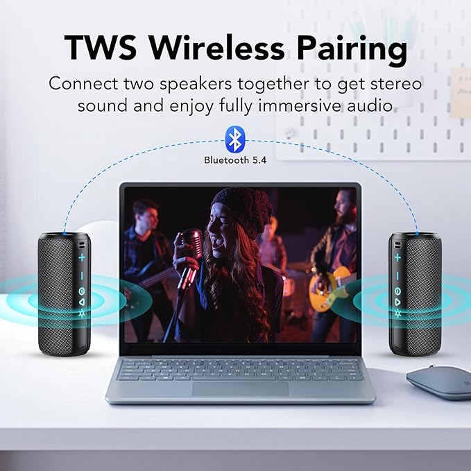 Portable Speaker Bluetooth 5.4, 25W Super Loud Wireless Speaker: Boost Bass 3.0, 30H Playtime, 8 RGB Modes, IPX7 Waterproof, TWS Pairing, for Outdoor/Home/Party, Gift Ideas