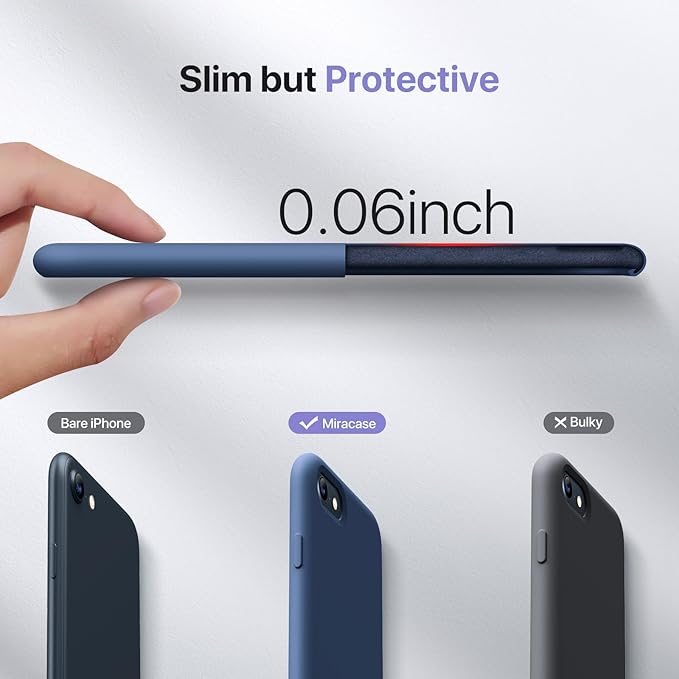 Miracase Ultra Slim Designed for iPhone SE Case 2022(3rd Gen)/iPhone SE 2020 Case(2nd Gen)/iPhone 7 Case/iPhone 8 Case with Screen Protector, Multi-Color Silicone Shockproof Phone Case(Glass Blue)