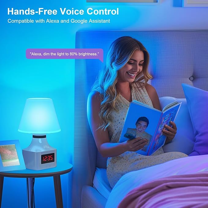 FRIDEKO HOME LED Smart Light Bulbs - Wi-Fi & Bluetooth Light Bulbs, Color Changing Light Bulb Compatible with Alexa and Google Assistant, A19 E26 RGBTW Light Bulb, 800LM (4 Pack)