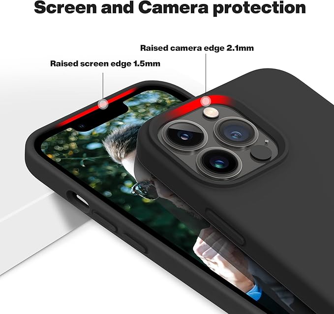OTOFLY Compatible with iPhone 13 Pro Case, Liquid Silicone Slim Protective Shockproof Phone Case Cover with Anti-Scratch Microfiber Lining, 6.1 inch, Black
