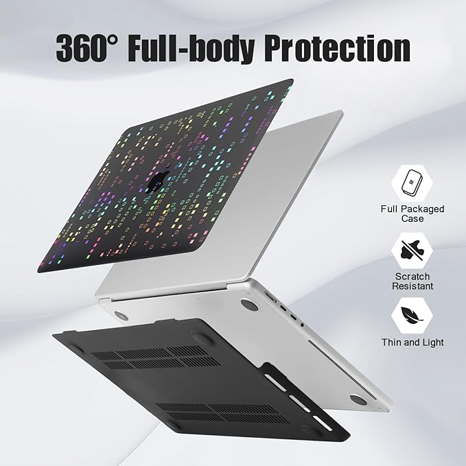 DTangLsm for MacBook Pro 14 inch Case 2026 M5, 2025-2021 M4 M3 M2 M1 A3426 A3427 A3434 A3112 A3185 A3401 A2918 A2992 A2779 A2442, Plastic Hard Cover for MacBook Pro 14 Case&Keyboard Skin,Squares Black