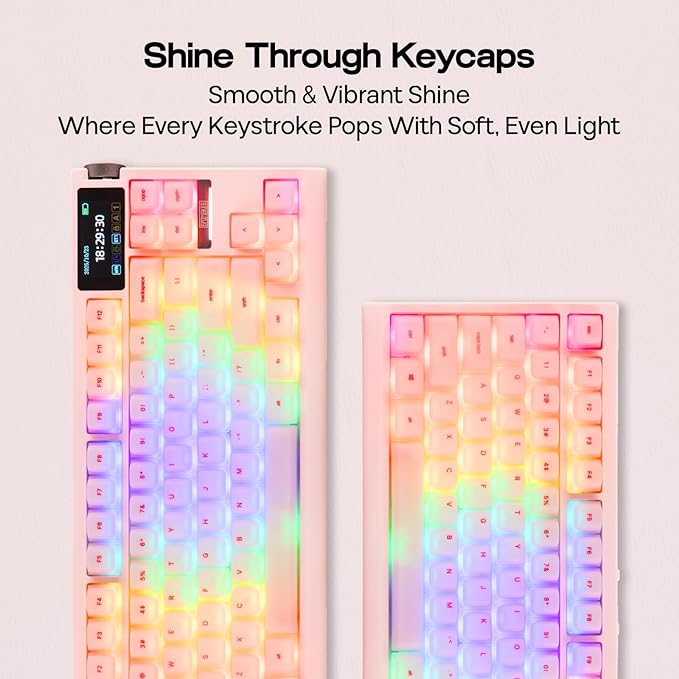 EPOMAKER AegisSil Keycap Set, Silicone Material, Cherry Profile, 113 Keys, 65%/75%/96%/Full Size, Custom Keyboard Keycaps Set for Cherry MX, Kailh, Outemu, Gateron Mechanical Gaming Keyboard (Pink)