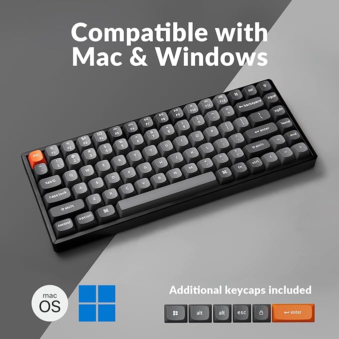 Keychron K2 Max QMK/VIA 2.4 GHz & Bluetooth Wireless Custom Mechanical Keyboard for Mac/Windows/Linux, 75% Layout Keyboard RGB Backlight with Aluminum Banana Switch - Black