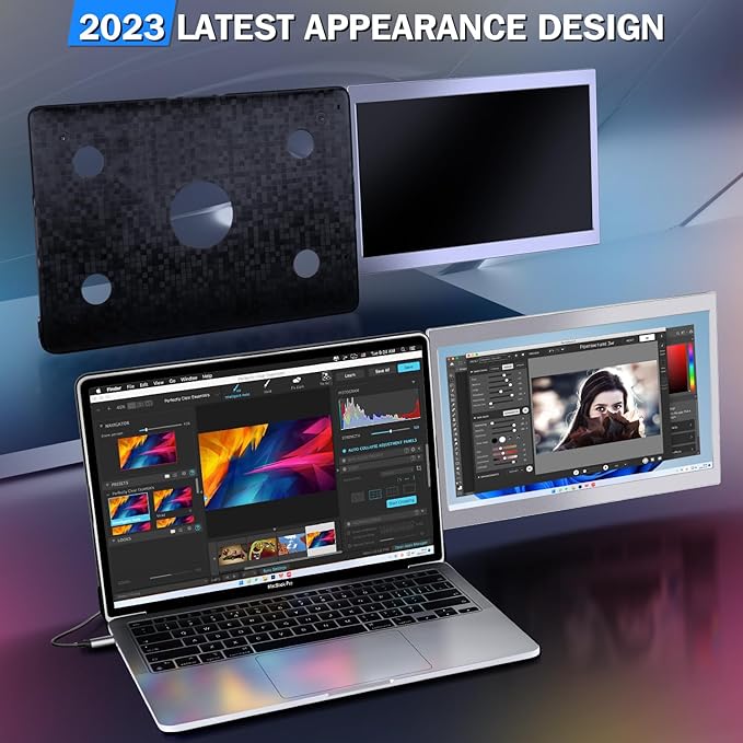 P1M 14'' Portable Monitor for Laptop Screen Extender for 16.2'' MacBook, Designed for MacBook Screen Extender FHD 1080P IPS Display Plug and Play