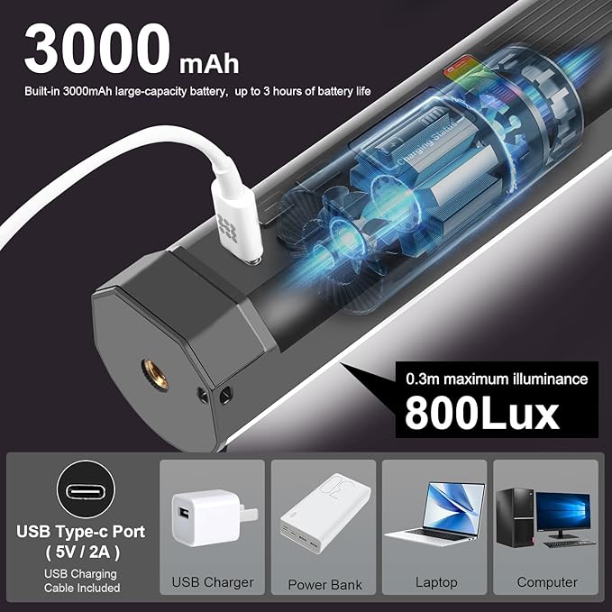 114 LEDs RGB Video Light Wand, Magnetic Handheld Magnetic Tube Light 2500K-9000K CCT & 20 Scene Modes with 3000mAh Battery, 95+ CRI, 120° Beam Angle for Photography YouTube TikTok Vlog