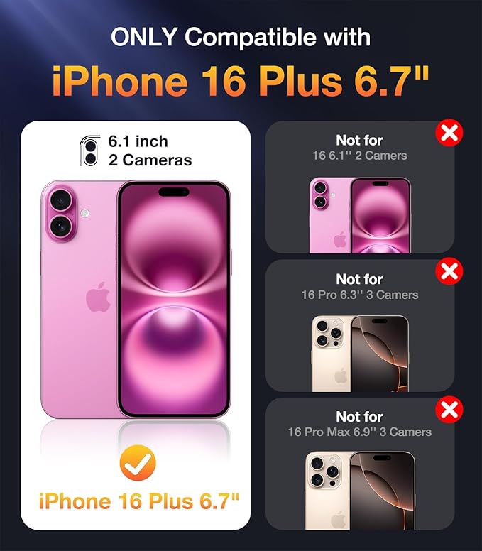 Diaclara Magnetic Designed for iPhone 16 Plus Phone Case,[Full Camera Protection] 360 Clear Bumper Compatible with MagSafe Built-in Screen Protector for 16 Plus,Magnetic Clear Glitter