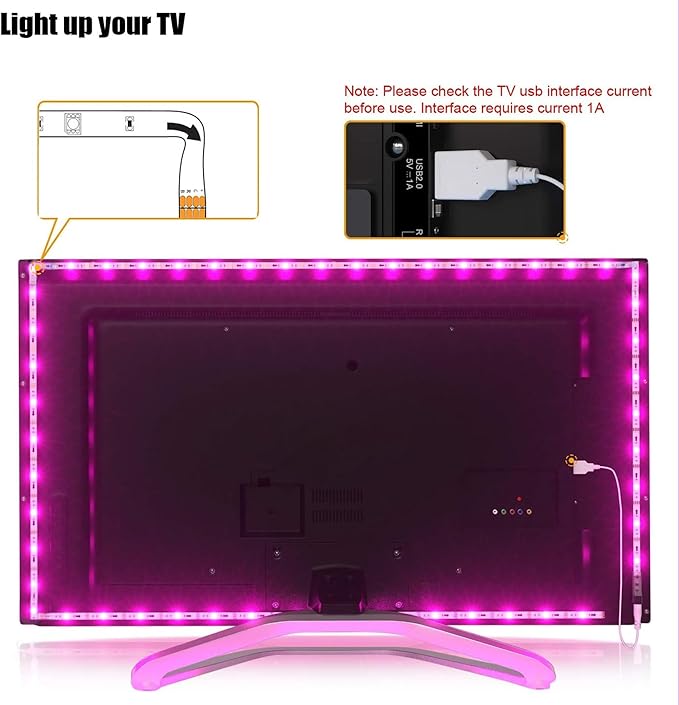 maylit Tv Led Backlight, 16.4ft Led Strip Lights for 75-85in Tv, Tv Lights kit with Remote, RGB Bias Lighting for Room Decor