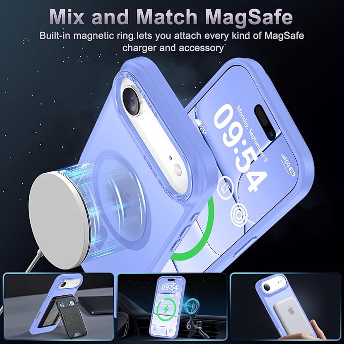 Newfuture Magnetic for iPhone Air Case [Compatible with Magsafe] [Military Grade Drop Protection] Translucent Matte Anti-Scratch Shockproof Protective Phone Cover 6.5 Inch, Light Purple
