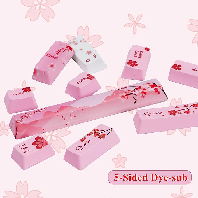 GTSP 104 Pink Keycaps Cute Japanese Custom Gaming keycap Set of Dye-Sub OEM Profile for Cherry Mx Gateron Kailh Switch 87/104 60% Mechanical Keyboard (Pink)