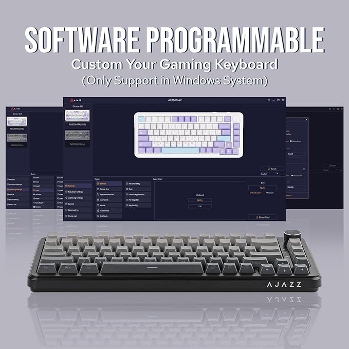 MechLands AJAZZ AK820 MAX HE Hall Effect Magnetic Gaming Keyboard, Adjustable Actuation, 8KHz Polling Rate, Wired Rapid Fast Keyboard, Creamy Gasket, RGB Backlight, NKRO for Win/Mac (Gradient Grey)